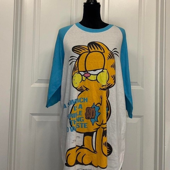 Vintage 1995 Garfield Pajama Party Night Shirt Oversized Big Graphic – Size M